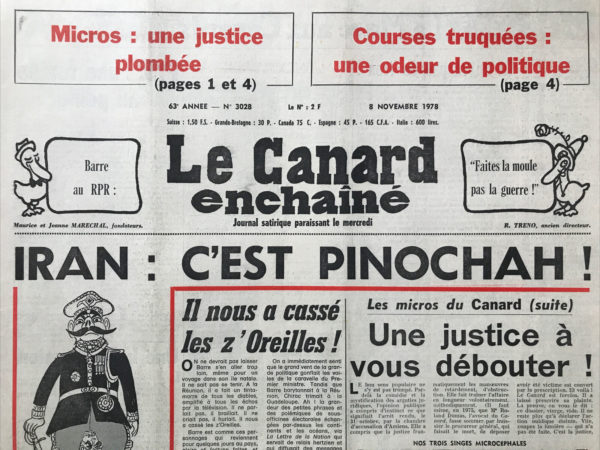 N° 3028 du Canard Enchaîné -  8 Novembre 1978