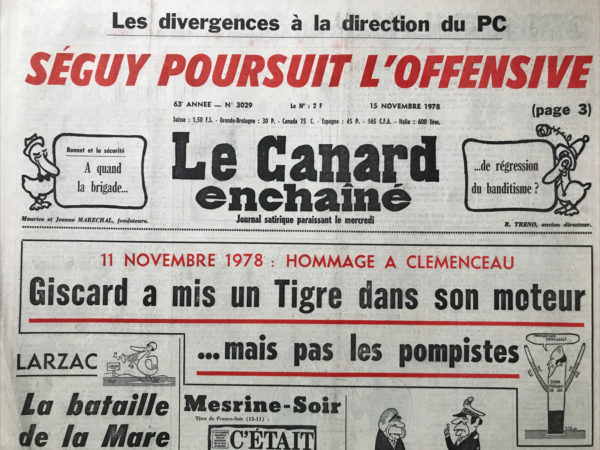 N° 3029 du Canard Enchaîné -  15 Novembre 1978