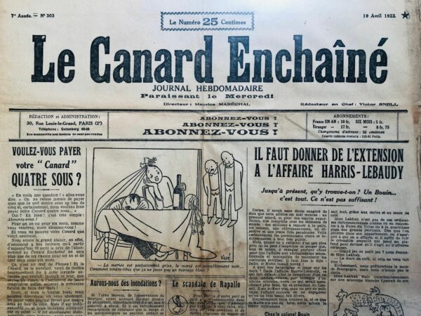 N° 303 du Canard Enchaîné -  19 Avril 1922