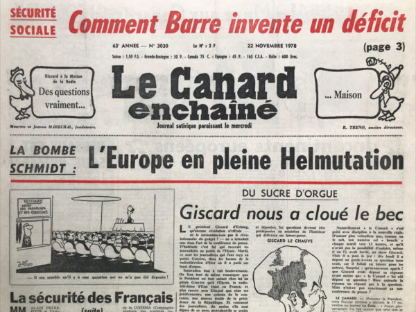 N° 3030 du Canard Enchaîné -  22 Novembre 1978