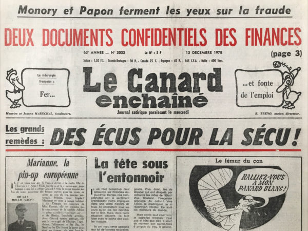 N° 3033 du Canard Enchaîné -  13 Décembre 1978