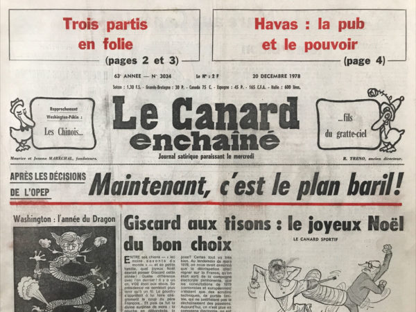 N° 3034 du Canard Enchaîné -  20 Décembre 1978