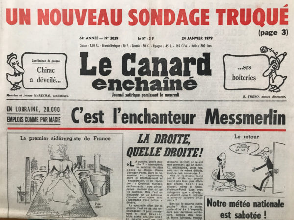 N° 3039 du Canard Enchaîné -  24 Janvier 1979