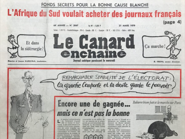 N° 3047 du Canard Enchaîné -  21 Mars 1979