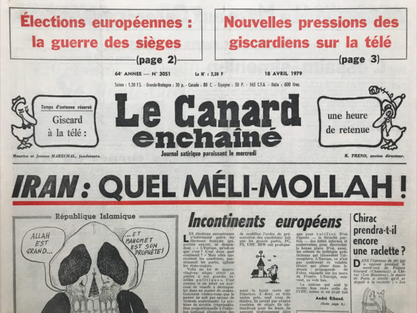 N° 3051 du Canard Enchaîné -  18 Avril 1979
