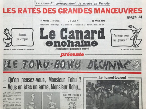 N° 3052 du Canard Enchaîné -  25 Avril 1979