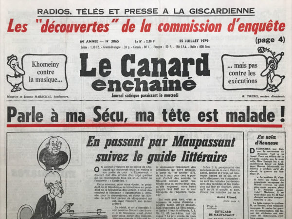 N° 3065 du Canard Enchaîné -  25 Juillet 1979