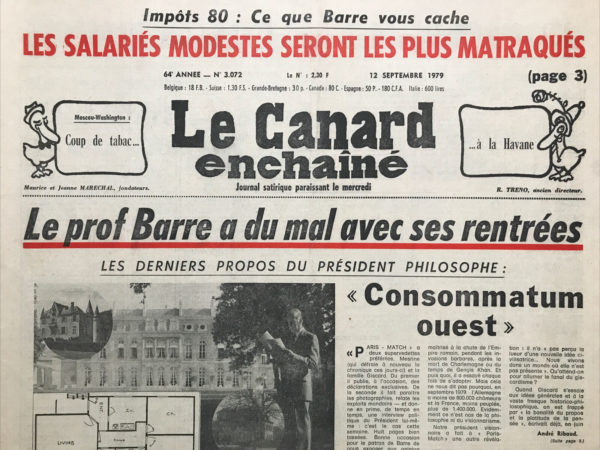 N° 3072 du Canard Enchaîné -  12 Septembre 1979