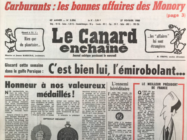 N° 3096 du Canard Enchaîné -  27 Février 1980
