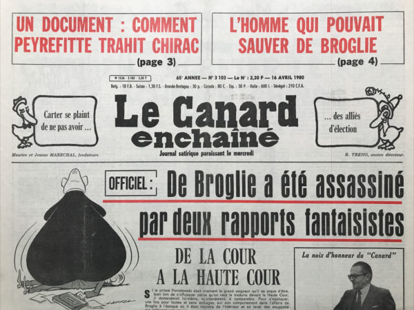 N° 3103 du Canard Enchaîné -  16 Avril 1980