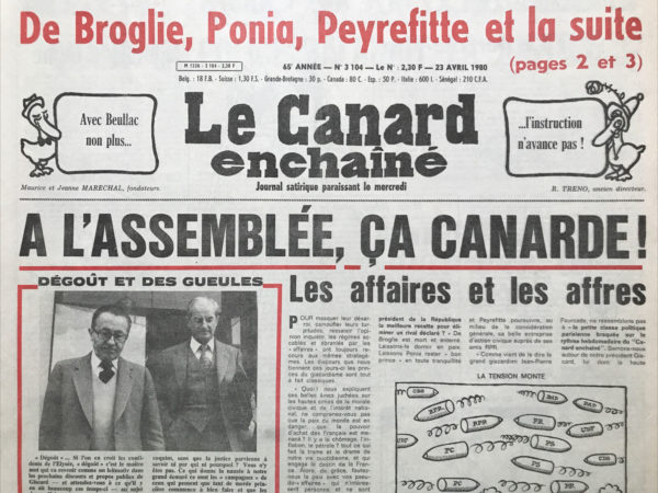 N° 3104 du Canard Enchaîné -  23 Avril 1980