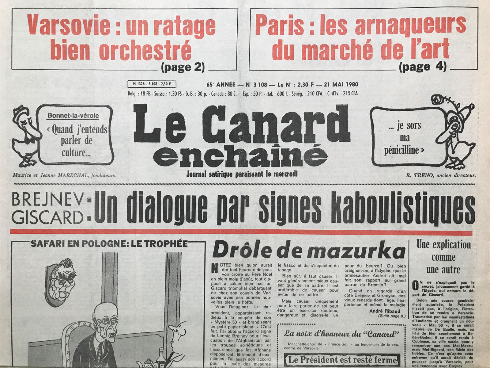 Couac ! | Acheter un Canard | Vente d'Anciens Journaux du Canard Enchaîné. Des Journaux Satiriques de Collection, Historiques & Authentiques de 1916 à 2004 ! | 3108
