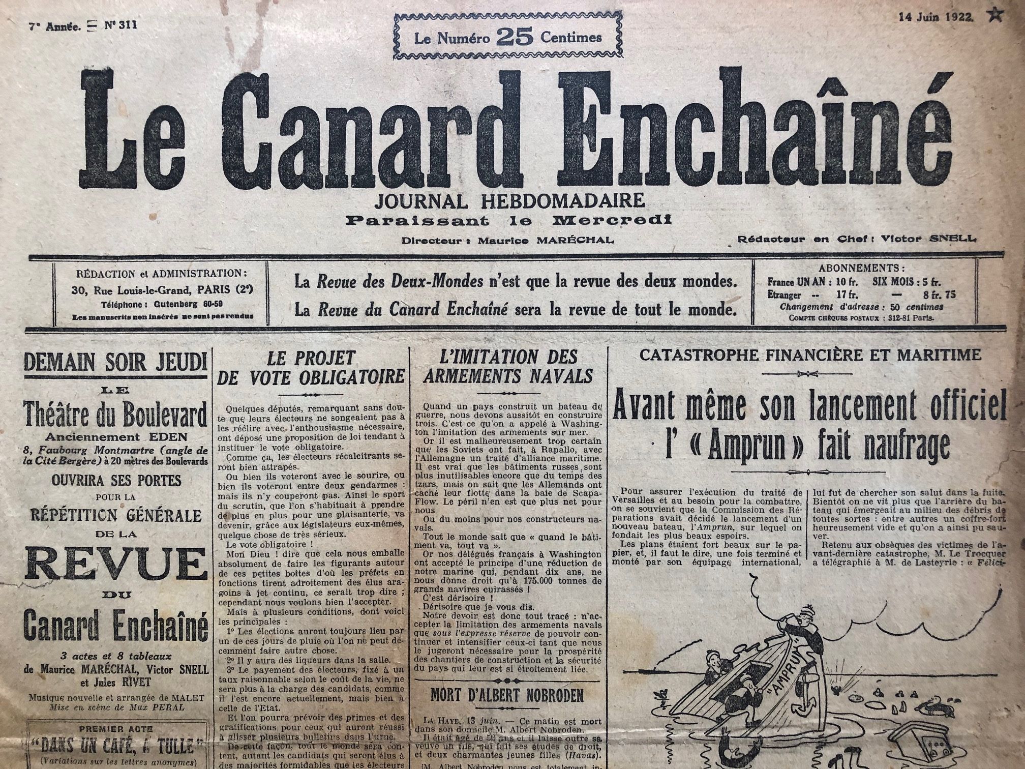 Couac ! | Acheter un Canard | Vente d'Anciens Journaux du Canard Enchaîné. Des Journaux Satiriques de Collection, Historiques & Authentiques de 1916 à 2004 ! | 311