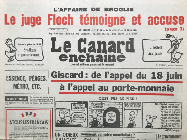 N° 3112 du Canard Enchaîné -  18 Juin 1980