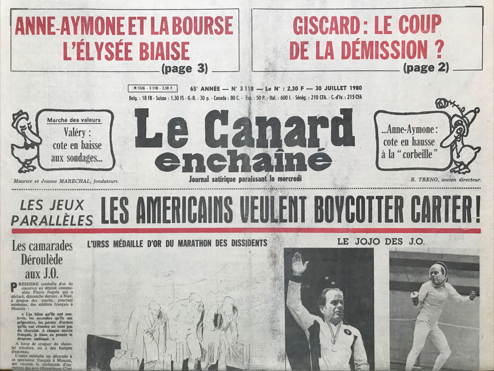 Couac ! | Acheter un Canard | Vente d'Anciens Journaux du Canard Enchaîné. Des Journaux Satiriques de Collection, Historiques & Authentiques de 1916 à 2004 ! | 3118