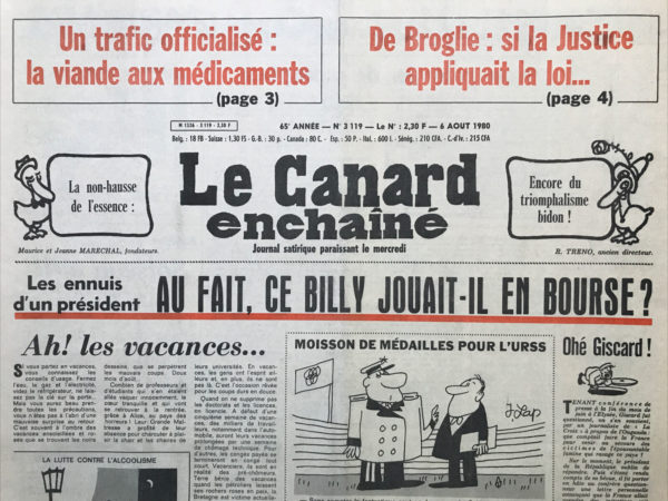 N° 3119 du Canard Enchaîné -  6 Août 1980