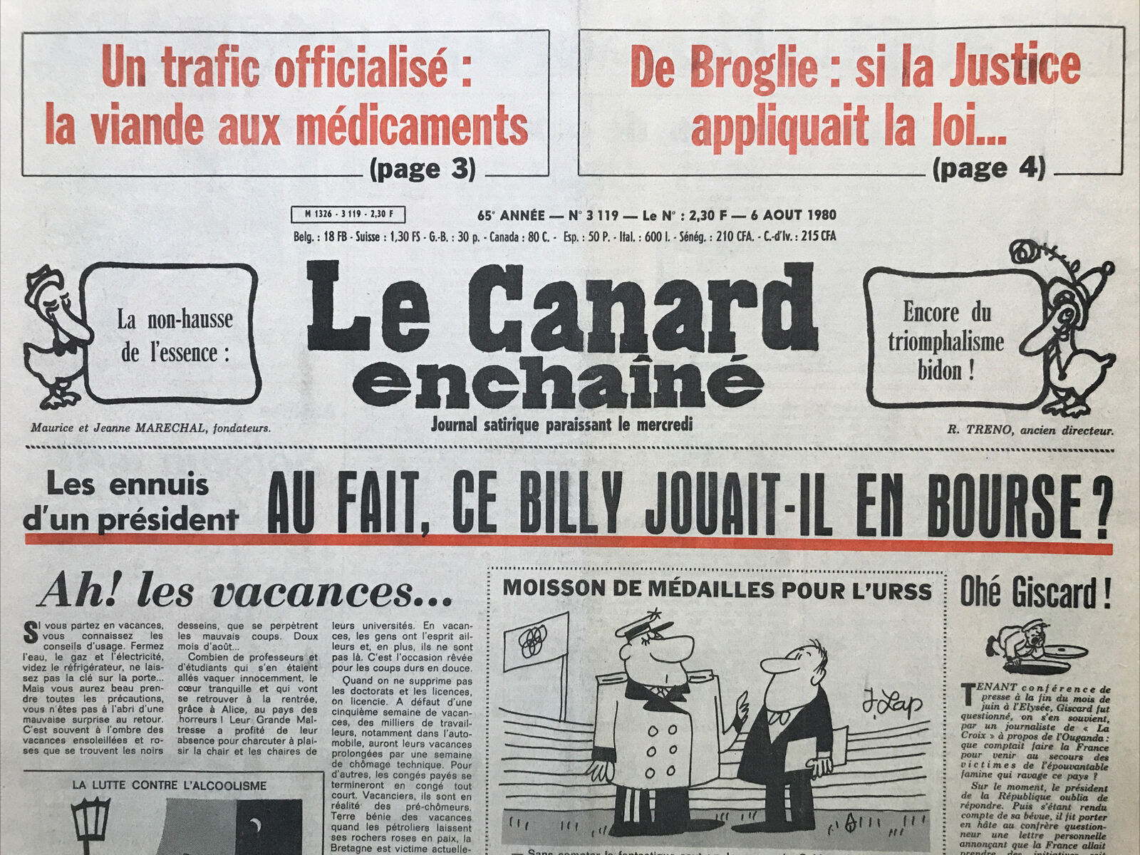 Couac ! | Acheter un Canard | Vente d'Anciens Journaux du Canard Enchaîné. Des Journaux Satiriques de Collection, Historiques & Authentiques de 1916 à 2004 ! | 3119