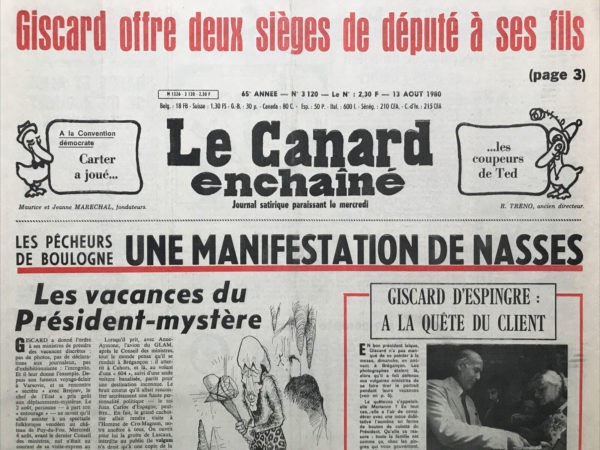 N° 3120 du Canard Enchaîné -  13 Août 1980