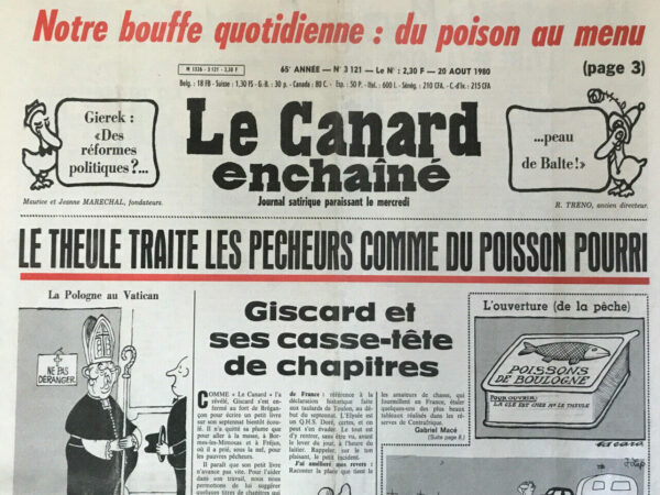 N° 3121 du Canard Enchaîné -  20 Août 1980