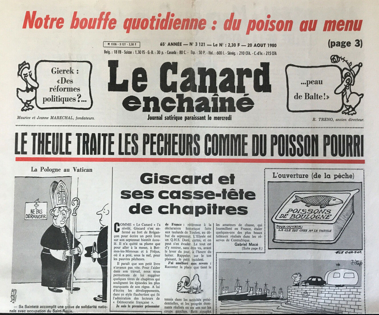 Couac ! | Acheter un Canard | Vente d'Anciens Journaux du Canard Enchaîné. Des Journaux Satiriques de Collection, Historiques & Authentiques de 1916 à 2004 ! | 3121