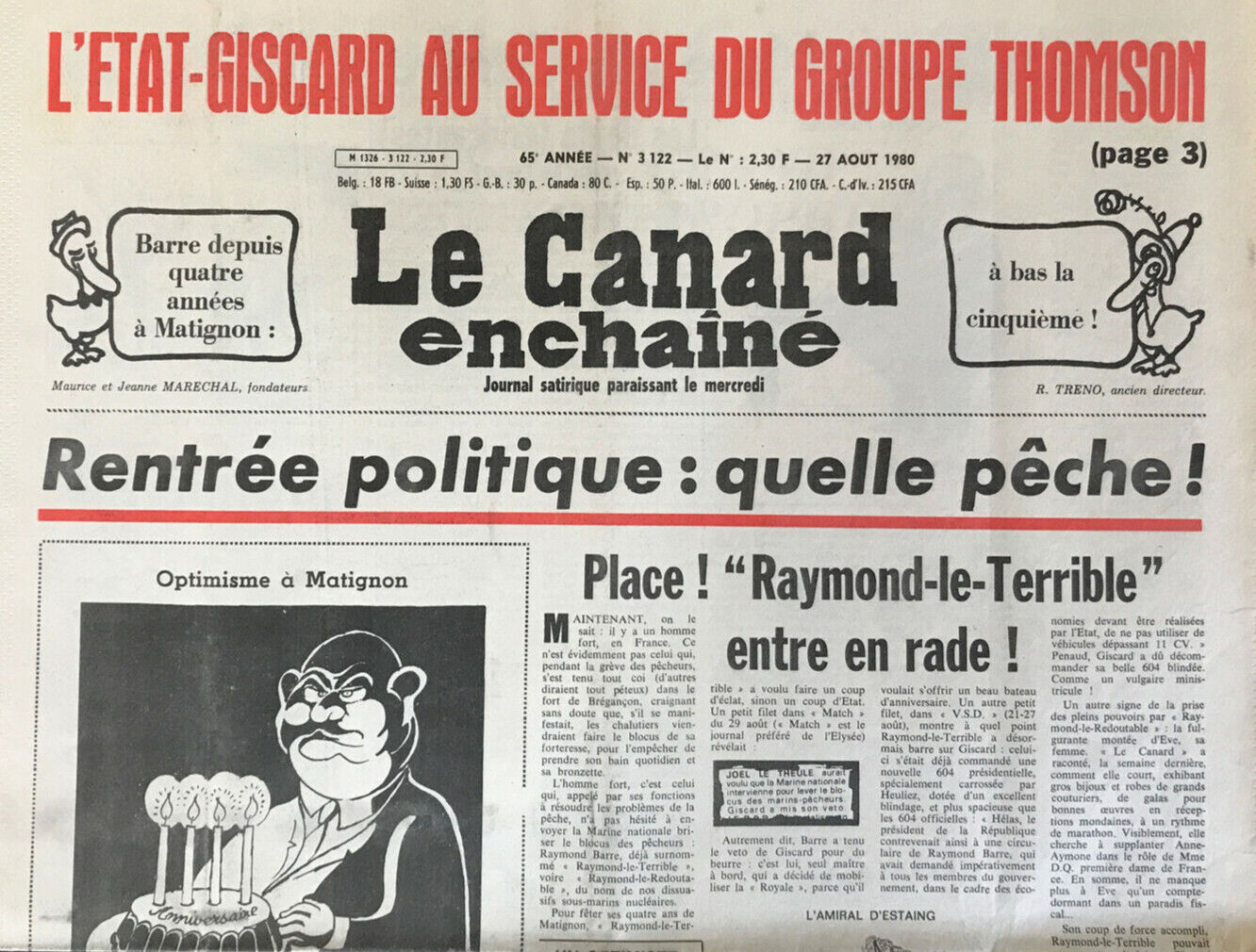 Couac ! | Acheter un Canard | Vente d'Anciens Journaux du Canard Enchaîné. Des Journaux Satiriques de Collection, Historiques & Authentiques de 1916 à 2004 ! | 3122