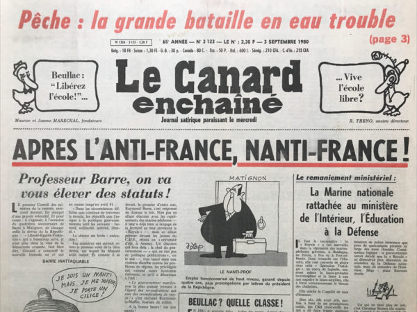 N° 3123 du Canard Enchaîné -  3 Septembre 1980