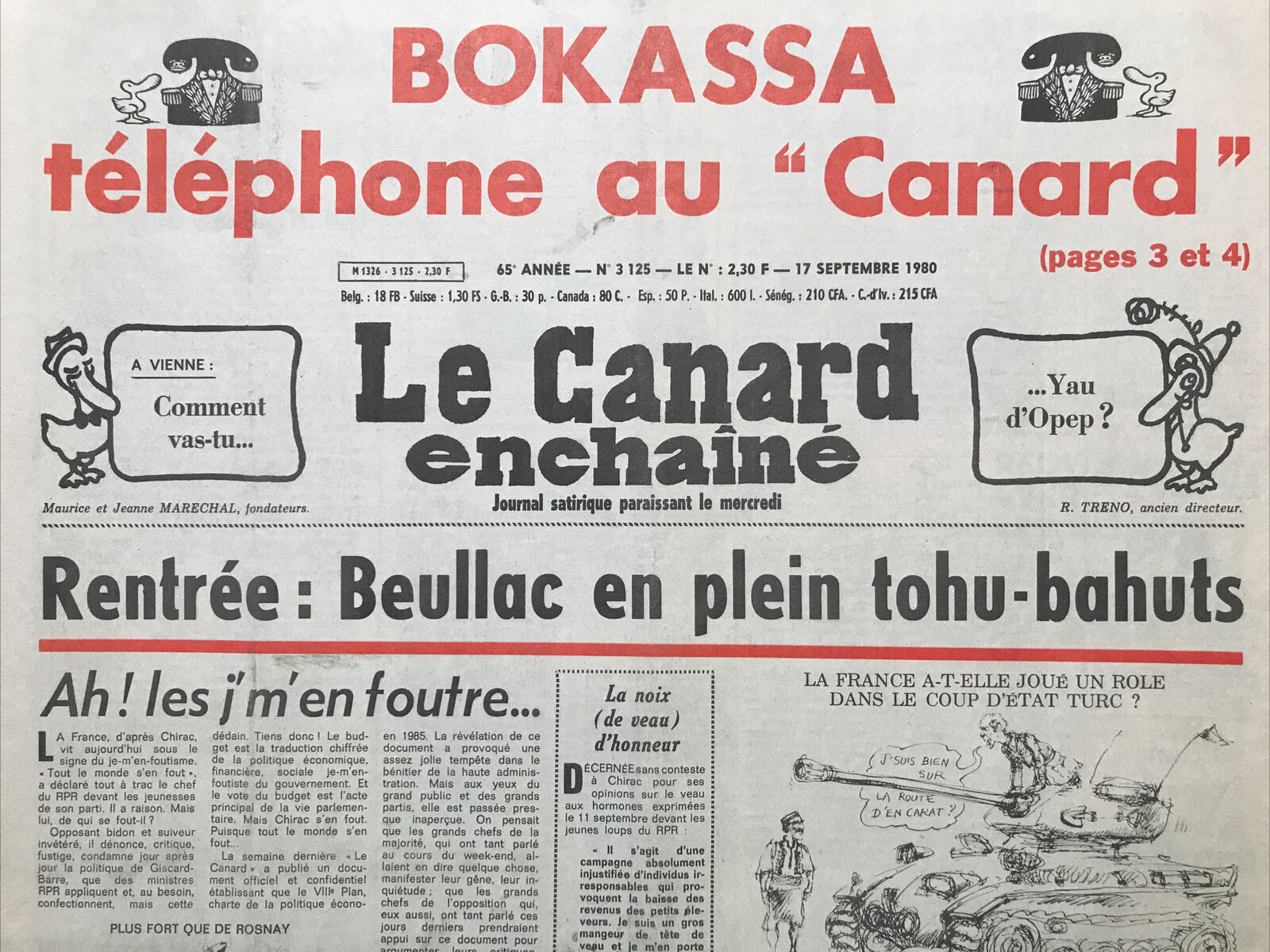 Couac ! | Acheter un Canard | Vente d'Anciens Journaux du Canard Enchaîné. Des Journaux Satiriques de Collection, Historiques & Authentiques de 1916 à 2004 ! | 3125