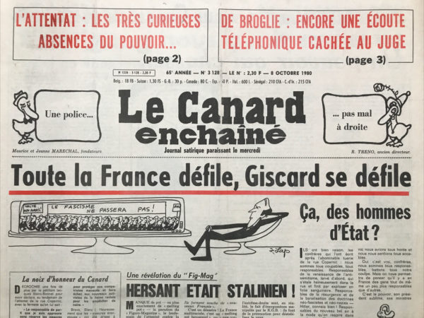 N° 3128 du Canard Enchaîné -  8 Octobre 1980