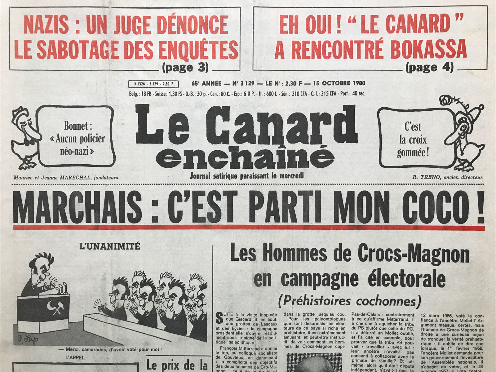 Couac ! | Acheter un Canard | Vente d'Anciens Journaux du Canard Enchaîné. Des Journaux Satiriques de Collection, Historiques & Authentiques de 1916 à 2004 ! | 3129