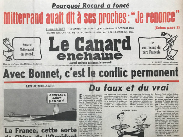 N° 3130 du Canard Enchaîné -  22 Octobre 1980