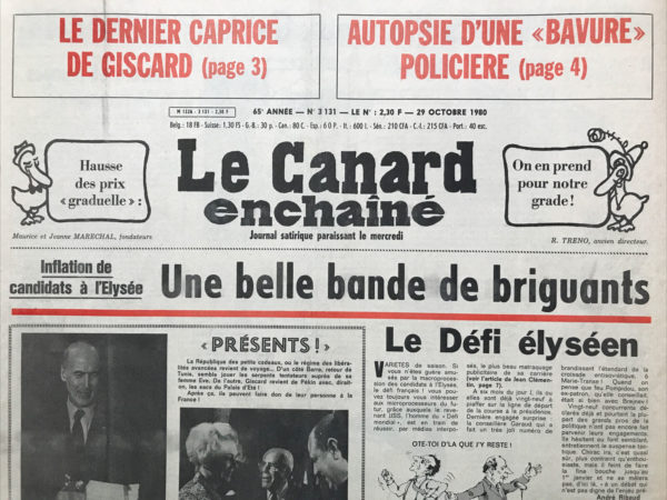 N° 3131 du Canard Enchaîné -  29 Octobre 1980