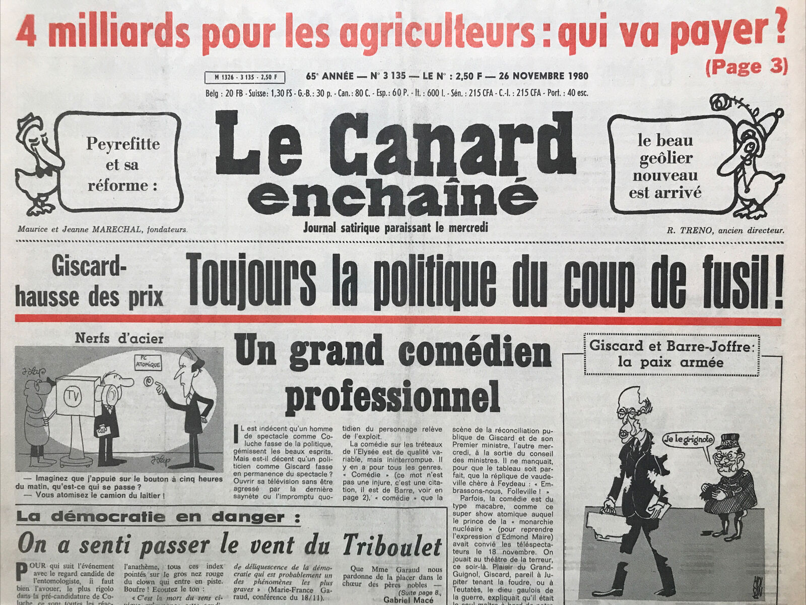 Couac ! | Acheter un Canard | Vente d'Anciens Journaux du Canard Enchaîné. Des Journaux Satiriques de Collection, Historiques & Authentiques de 1916 à 2004 ! | 3135