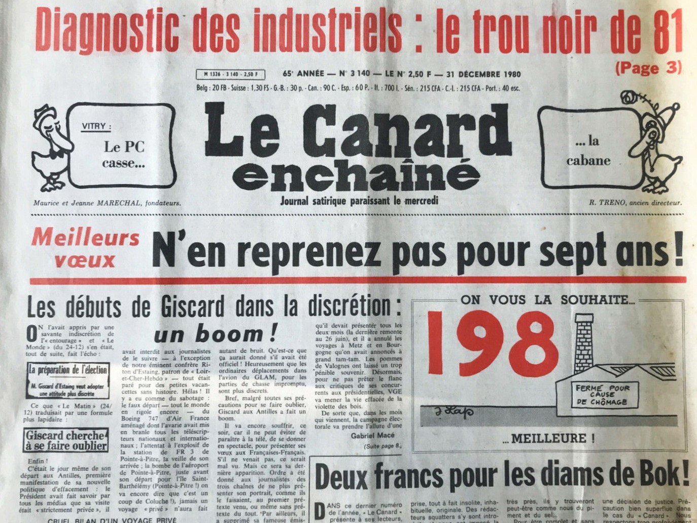 Couac ! | Acheter un Canard | Vente d'Anciens Journaux du Canard Enchaîné. Des Journaux Satiriques de Collection, Historiques & Authentiques de 1916 à 2005 ! | 3140 1
