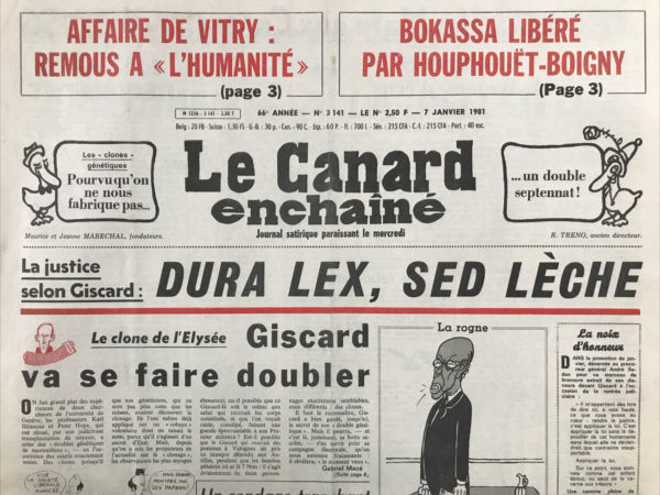 N° 3141 du Canard Enchaîné -  7 Janvier 1981