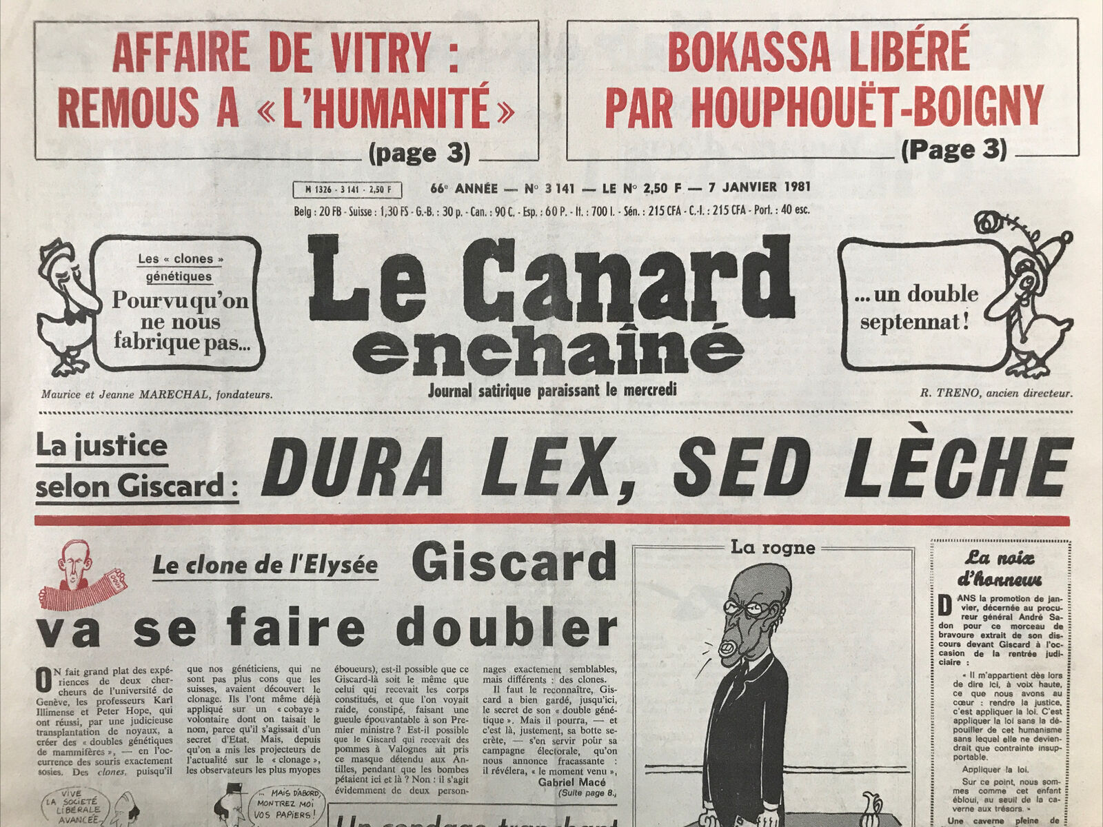 Couac ! | Acheter un Canard | Vente d'Anciens Journaux du Canard Enchaîné. Des Journaux Satiriques de Collection, Historiques & Authentiques de 1916 à 2004 ! | 3141