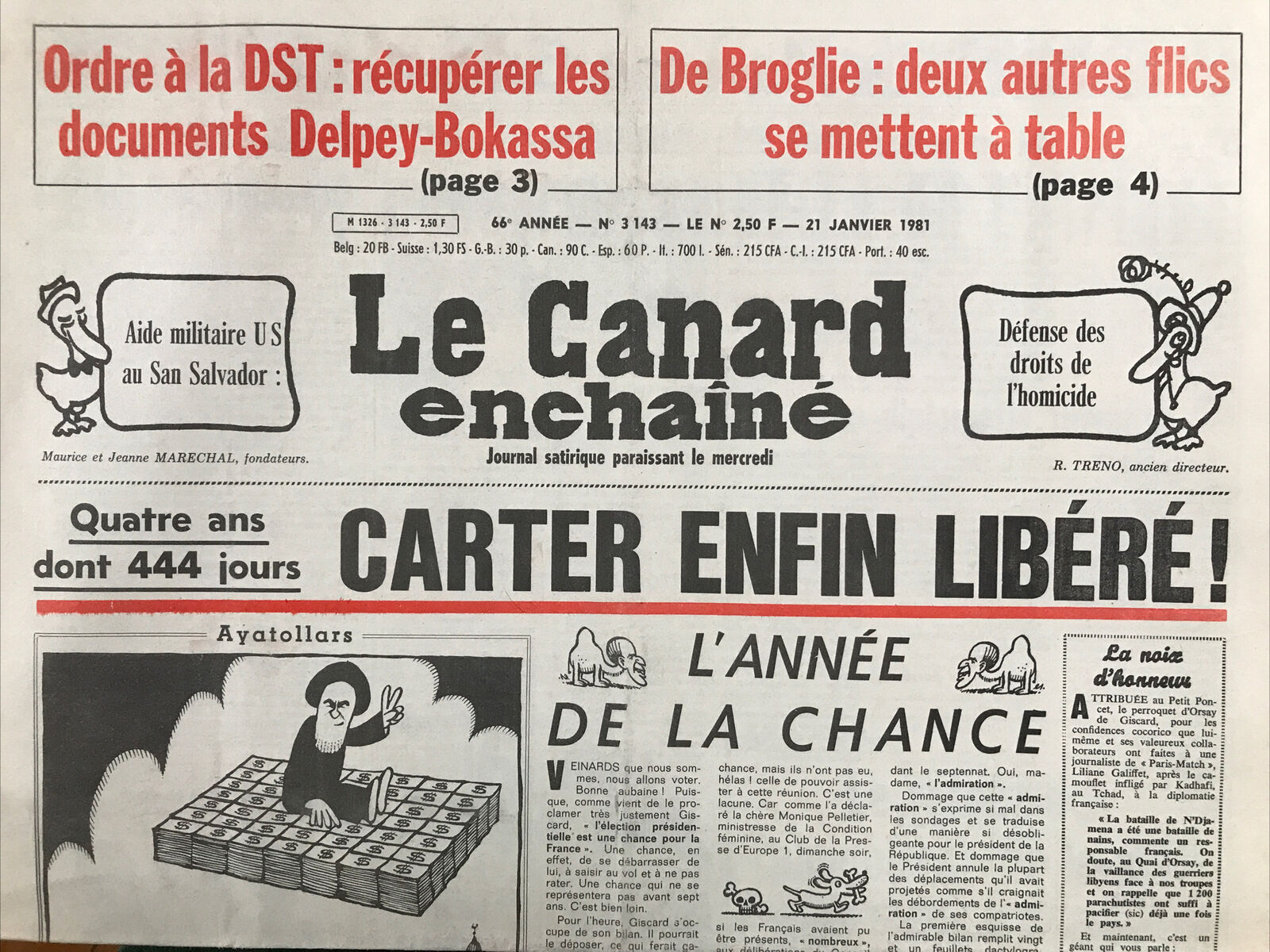Couac ! | Acheter un Canard | Vente d'Anciens Journaux du Canard Enchaîné. Des Journaux Satiriques de Collection, Historiques & Authentiques de 1916 à 2004 ! | 3143