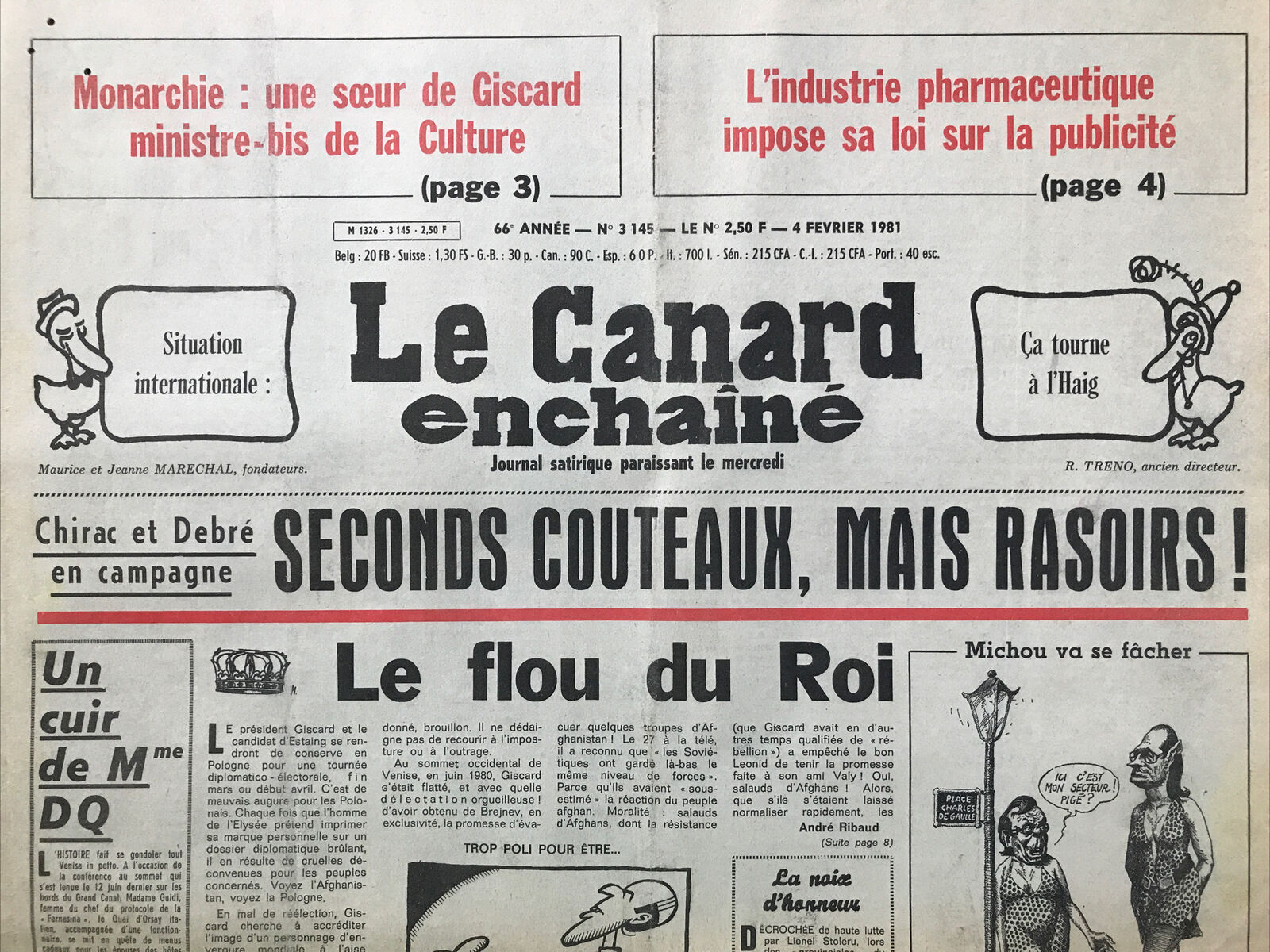 Couac ! | Acheter un Canard | Vente d'Anciens Journaux du Canard Enchaîné. Des Journaux Satiriques de Collection, Historiques & Authentiques de 1916 à 2004 ! | 3145