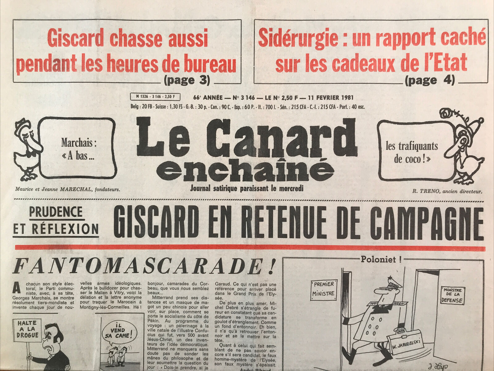 Couac ! | Acheter un Canard | Vente d'Anciens Journaux du Canard Enchaîné. Des Journaux Satiriques de Collection, Historiques & Authentiques de 1916 à 2004 ! | 3146