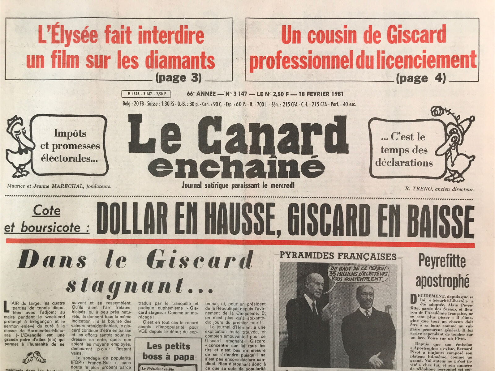 Couac ! | Acheter un Canard | Vente d'Anciens Journaux du Canard Enchaîné. Des Journaux Satiriques de Collection, Historiques & Authentiques de 1916 à 2004 ! | 3147