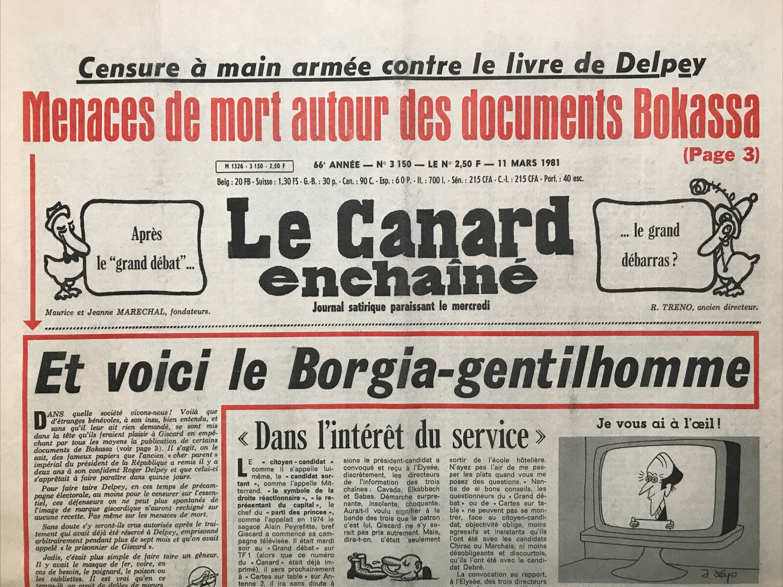 Couac ! | Acheter un Canard | Vente d'Anciens Journaux du Canard Enchaîné. Des Journaux Satiriques de Collection, Historiques & Authentiques de 1916 à 2004 ! | 3150