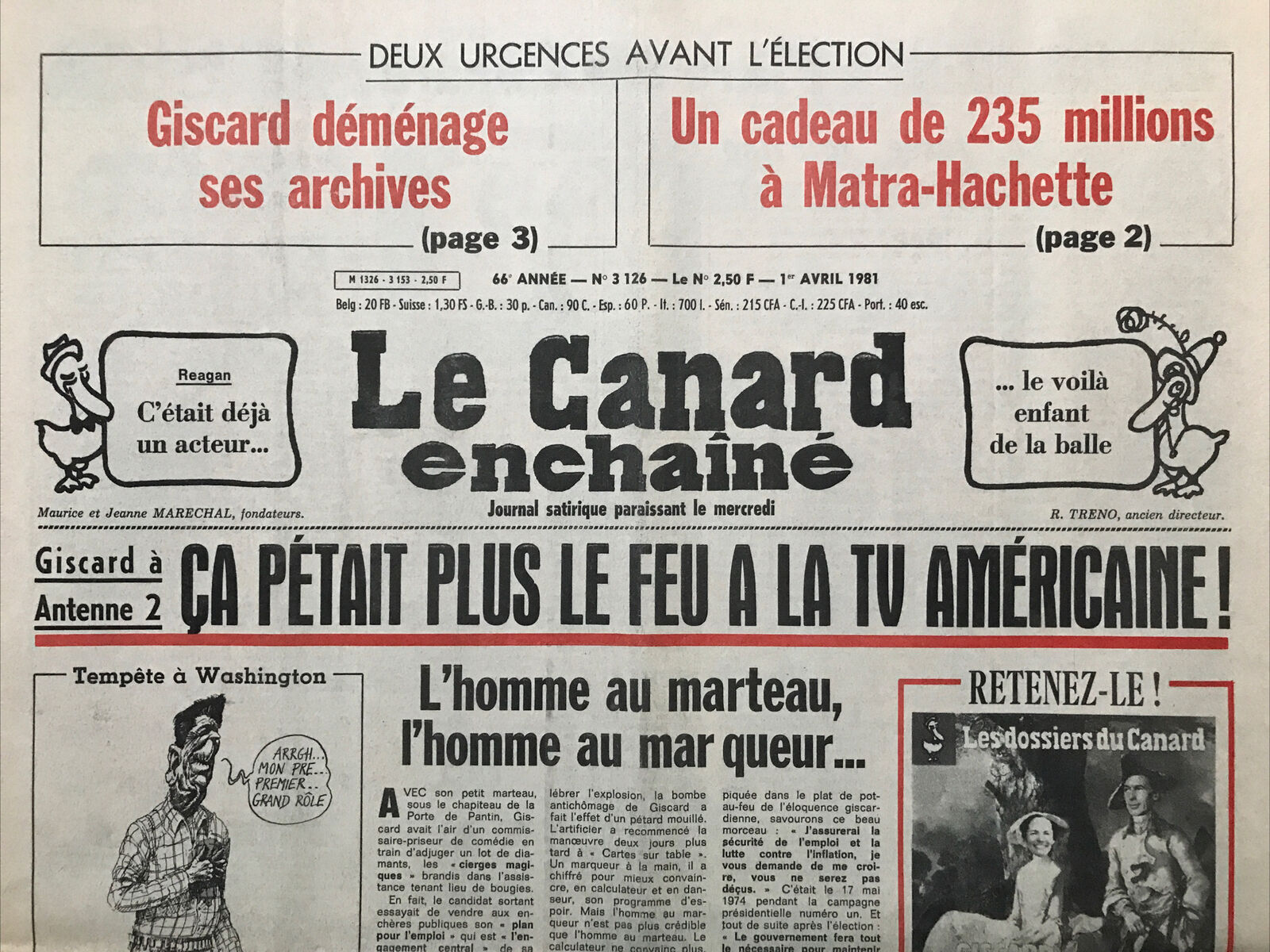 Couac ! | Acheter un Canard | Vente d'Anciens Journaux du Canard Enchaîné. Des Journaux Satiriques de Collection, Historiques & Authentiques de 1916 à 2004 ! | 3153