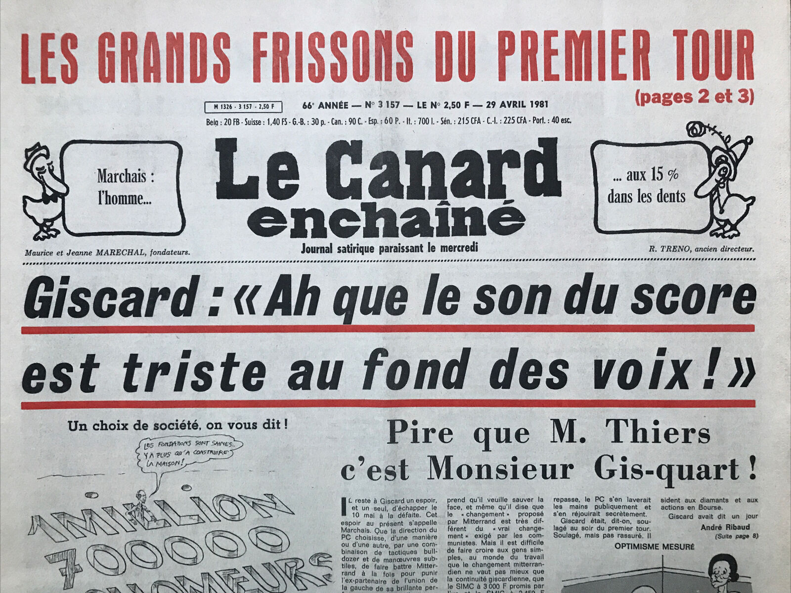 Couac ! | Acheter un Canard | Vente d'Anciens Journaux du Canard Enchaîné. Des Journaux Satiriques de Collection, Historiques & Authentiques de 1916 à 2004 ! | 3157