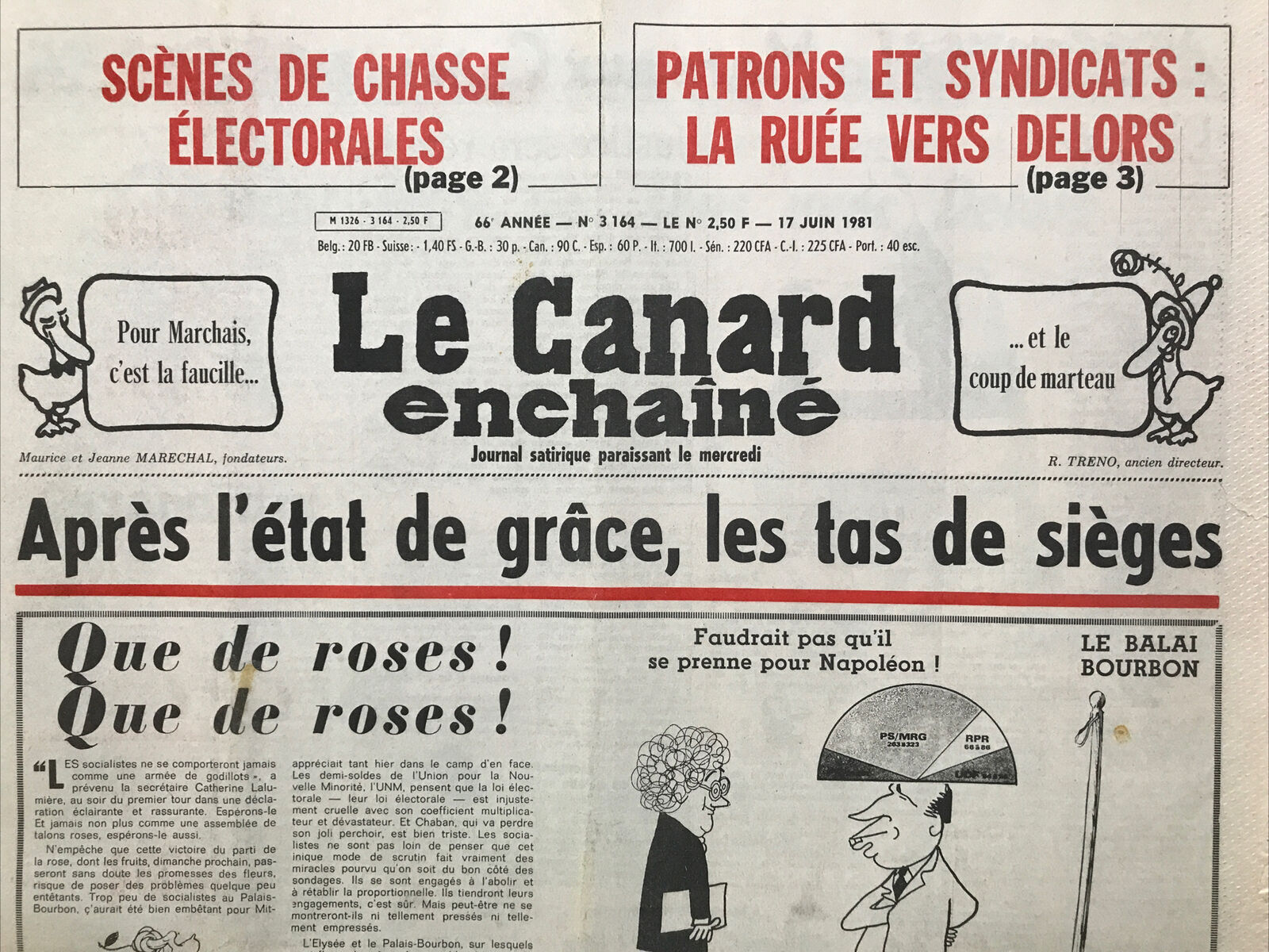 Couac ! | Acheter un Canard | Vente d'Anciens Journaux du Canard Enchaîné. Des Journaux Satiriques de Collection, Historiques & Authentiques de 1916 à 2004 ! | 3164