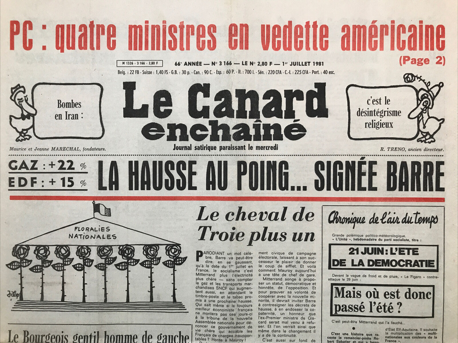 Couac ! | Acheter un Canard | Vente d'Anciens Journaux du Canard Enchaîné. Des Journaux Satiriques de Collection, Historiques & Authentiques de 1916 à 2004 ! | 3166