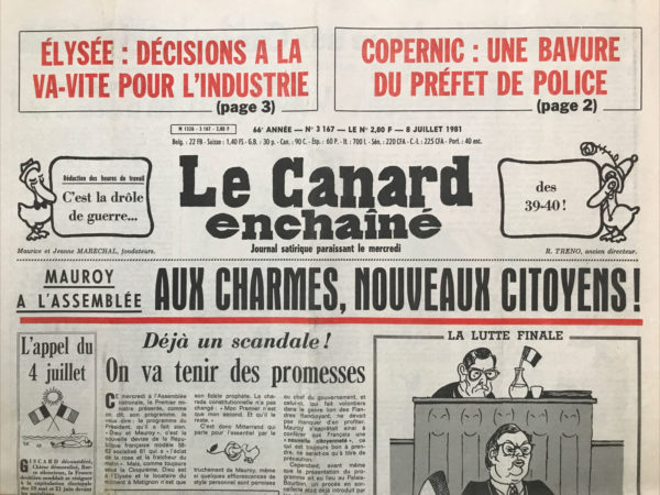 N° 3167 du Canard Enchaîné -  8 Juillet 1981