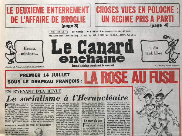 N° 3168 du Canard Enchaîné -  15 Juillet 1981