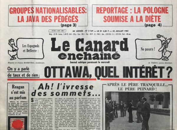 N° 3169 du Canard Enchaîné -  22 Juillet 1981