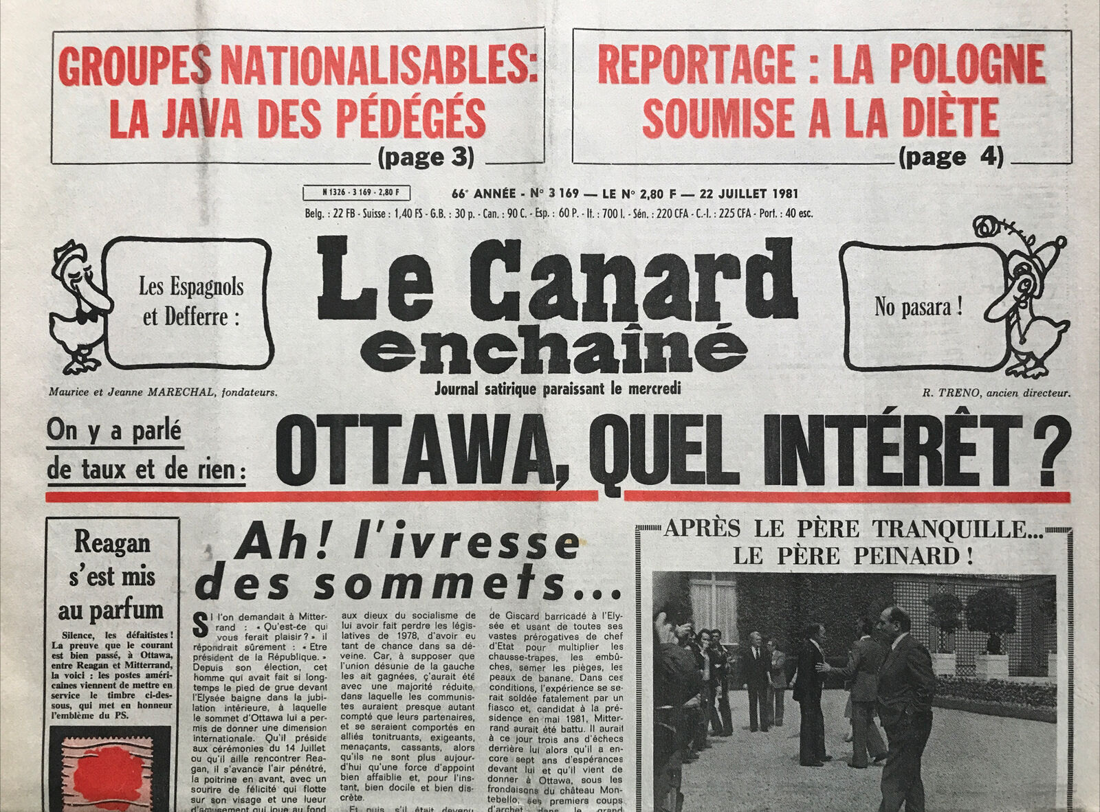 Couac ! | Acheter un Canard | Vente d'Anciens Journaux du Canard Enchaîné. Des Journaux Satiriques de Collection, Historiques & Authentiques de 1916 à 2004 ! | 3169