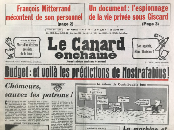 N° 3174 du Canard Enchaîné -  26 Août 1981