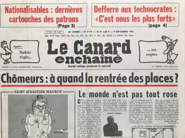 N° 3176 du Canard Enchaîné -  9 Septembre 1981